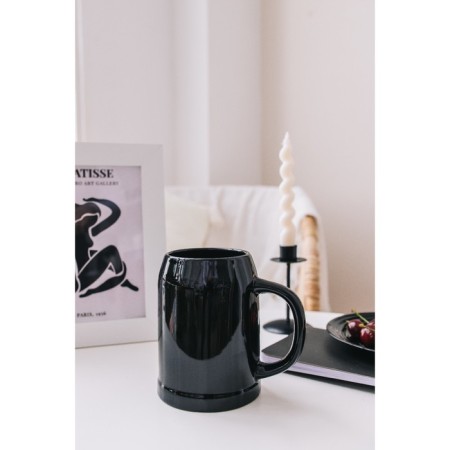 Mug Beer Ceramic Dolyana, 500 ml, 15 × 10.3 × 14 cm, black color-6