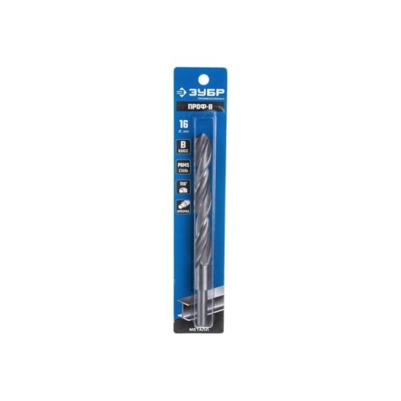 Zubrov metal drill, steel P6M5, protected shank, 16 x 178 mm, class in-1