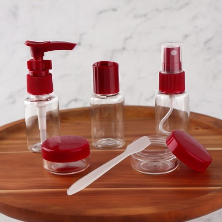 Storage set, in a case, 6 objects, transparent/burgundy color-2