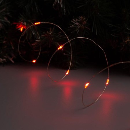 Garland "thread" 1 m dew, IP20, silver thread, 10 LED, red glow, CR2032x2-2