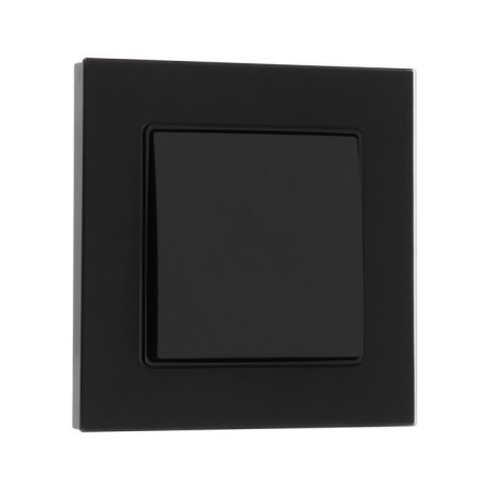 Tot Matte Glass switch, 10 a, 1 cl., Hidden, glass, black-1