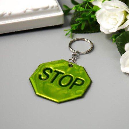 Keychain plastic reflective stop 5.5x5.5 cm, mix-1