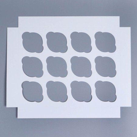 Folding box for 12 cupcakes with the Bullfinch window, 32.8 x 25.6 x 10 cm, New Year-5