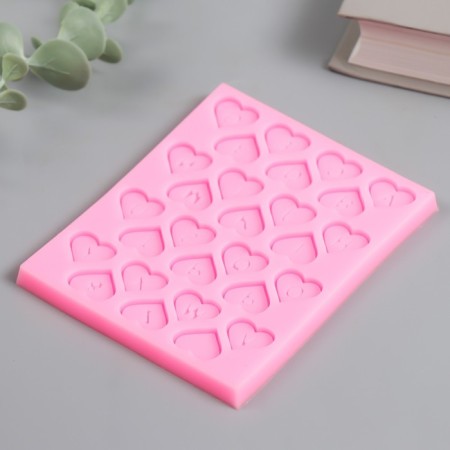 Mold Silicon "Hearts with letters" 9.5x12 cm-1