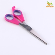 Black scissors straight, with rubberized handles, 17 cm, mix of flowers