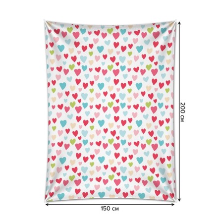 Decorative panel with photo printing "Multi -colored hearts", vertical, size 150x200 cm-1