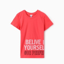 T -shirt for girls, coral color, height 164 cm