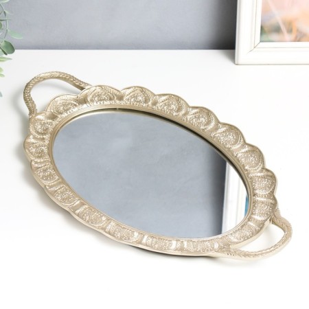 Standing interior polystone with a mirror "spikelet" gold 45x26.5x3.5 cm