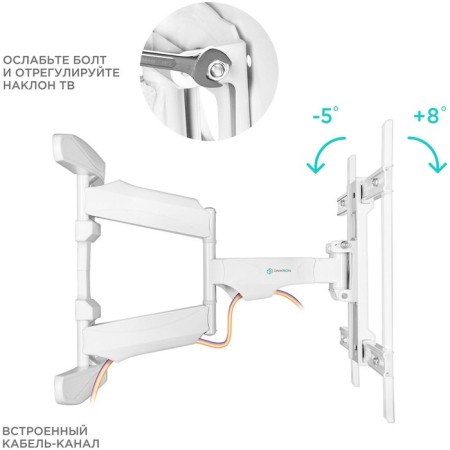 Bronstein for TV ONKRON M6L White 40 "-75" Max.45kg wall-mounted turn and slope-3