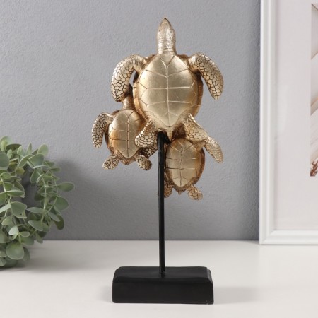 Souvenir Polystone "Sea Turtle with kids" Geometric patterns 14.4x6x29.8 cm-3
