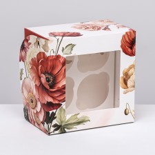 Box for 4 cupcakes with a window, 