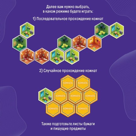 A board game to explain the words "Party Quest. Lepi, call associations, say ", 14+-2