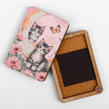 Magnetic needle "cats and butterflies", 8 × 5.5 cm, pink color-2