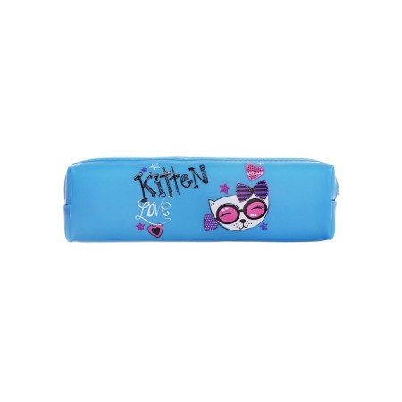 School pencil case on lightning cat blue-1