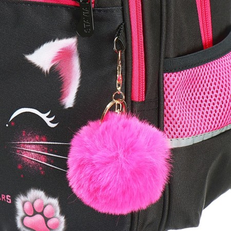 School backpack, 40 x 33 x 19 cm, ergonomic back, stavia "muzzle", black/pink-10