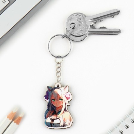 Key keychain with the icon "Girl Cat", anime-6