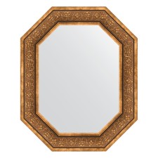 Зеркало в багетной раме, вензель бронзовый 101 мм, 64x79 см