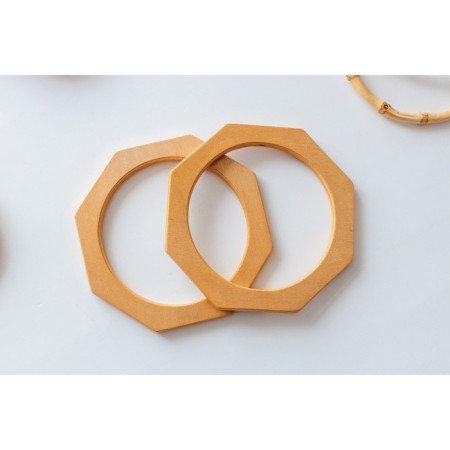 Handles for the bag are wooden, d = 10.5, 13.5 × 13.5 cm, 2 pcs, beige color-3