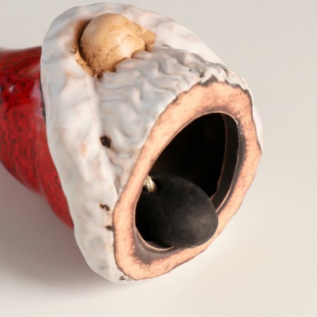 Ceramics bell "Grandfather Frost in a large cap" 6.5x6.5x10.5 cm-4