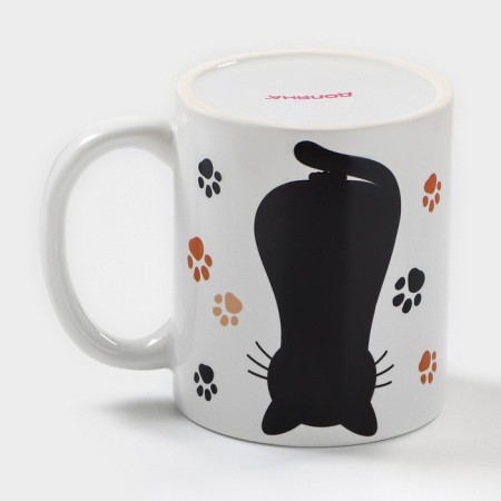 Mug - chameleon ceramic share "cat", 350 ml, white color-3