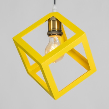 Lamp Bayerlux suspension "Square" 1x40W E27 yellow 16x16x18-116 cm-2