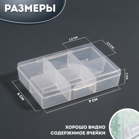 Organizer for decor, 6 cells, 9 × 6 × 2 cm, the color is transparent-1