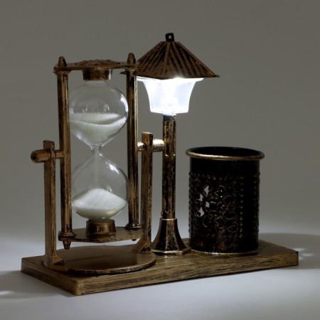 Sanding clock "Street flashlight", backlight, organizer for the office, 6.5 x 15.5 x 14.5 cm-3
