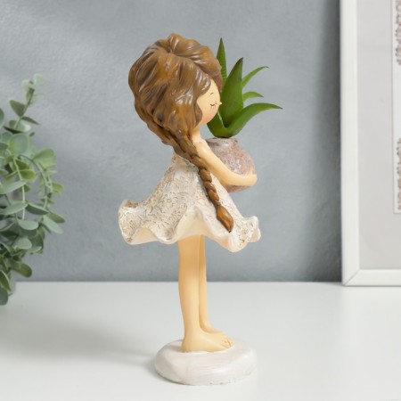 Souvenir Polystone "Baby with a scythe, with a plant in a vase" 21x9x11.3 cm-1