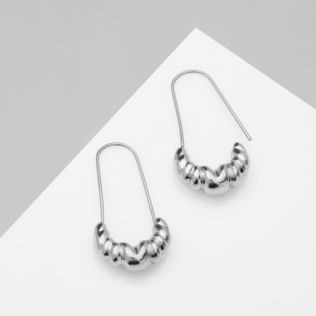 Earrings Metal "Pins" Grozdi, Color Silver-1