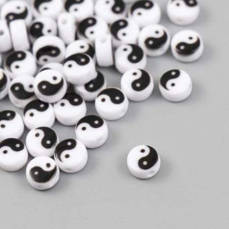 Beads for creativity Plastic "Yin-Yang" white-black set 50 pcs 0.4x0.7x0.7 cm
