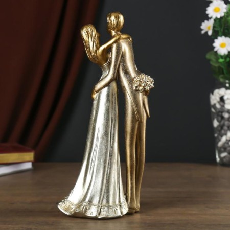 Polystone souvenir "Bride and groom on marriage" 29x9x13 cm-3