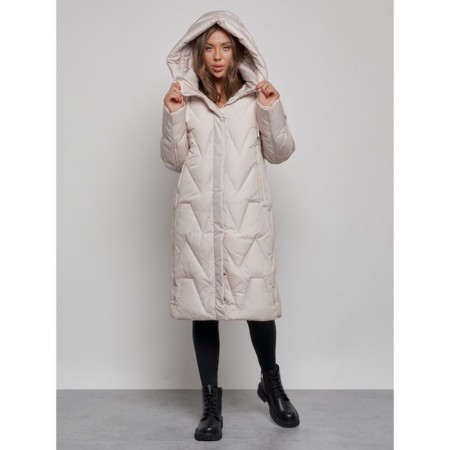 Coat insulated winter female, size 44, beige color-4