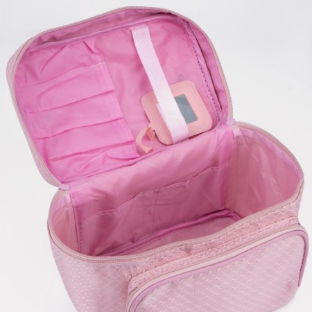 Cosmetic bag with a zipper, with a mirror, pink color-2