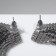Hanging earrings with rhinestones "Waterfall" City, Blue color in gray metal, 13 cm