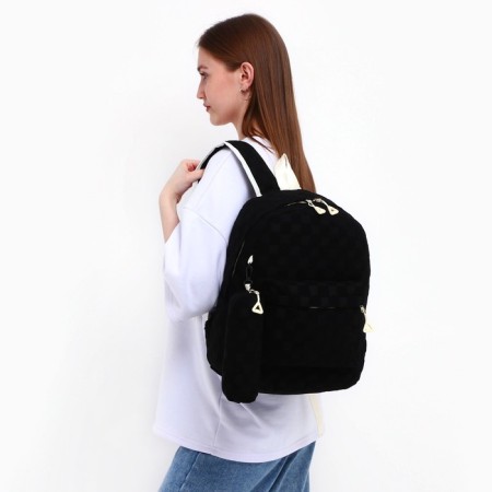 School backpack, set 2 in 1,+ pencil case in a cage, 40x28x13 cm, black color-14