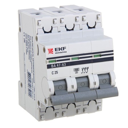 Automatic circuit breaker EKF Proxima, 3P, modular, 25 A