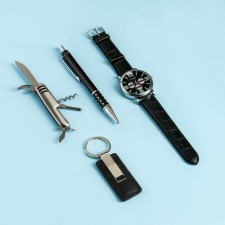Gift set 4V1 (pen, knife 3B1, clock, keychain)