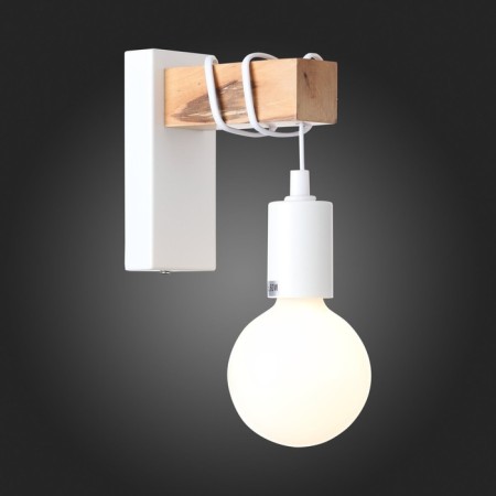 Wall lamp EVOLUCE. SL1142.501.01. Bagetti. 1x60 W, E27, 6.5x16 cm, white color, light wood-10