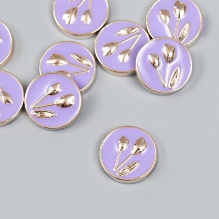 Decor for creativity plastic "Tulips-hearts in the circle" purple, gold 0.3x1.8x1.8 cm