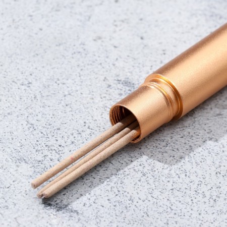 Penal for storing incense, gold, metal, with incense-1