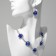 Set 2 objects: earrings, necklace "elites" circles in patterns, blue-white color in silver, 40 cm