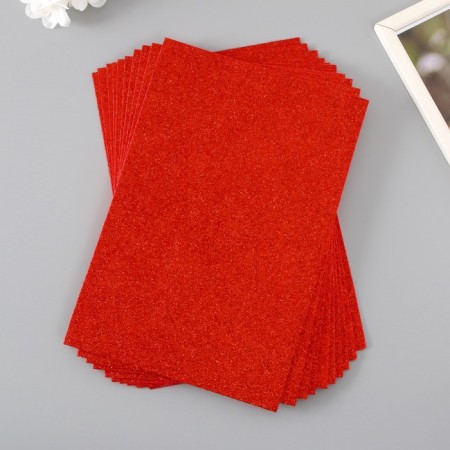Foamiran glitter 2 mm, 20x30 cm, red-1