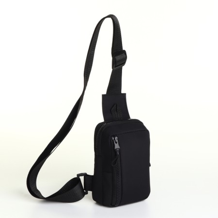 Slong bag from textiles, black color