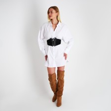 Women's belt, width 12 cm, on lightning, black color