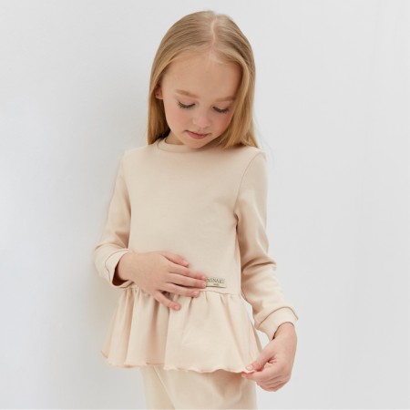 Kids (jumper, trousers) minku, beige color, height 110 cm-1