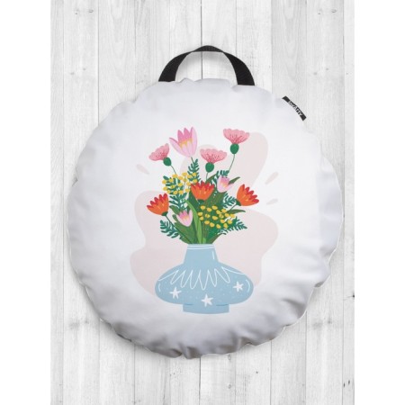 Pillow Siddle "Flowers in a Vase", decorative, D = 52 cm