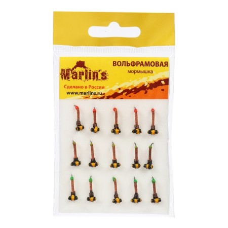 Mormyshka tungsten Marlin’s OSK 2 mm, 0.5 g, red 12, assorted color, 15 pcs-1