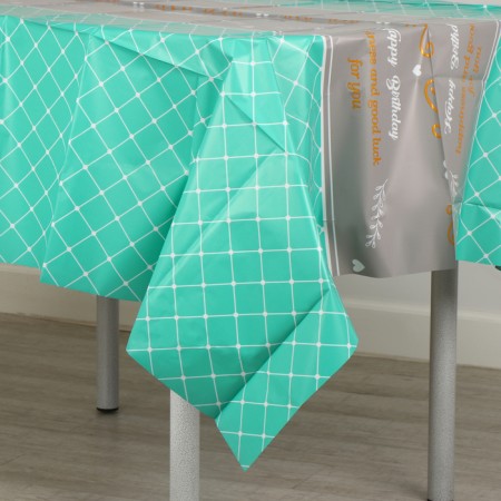 The tablecloth "Squares", 137 × 183 cm., Green color-3