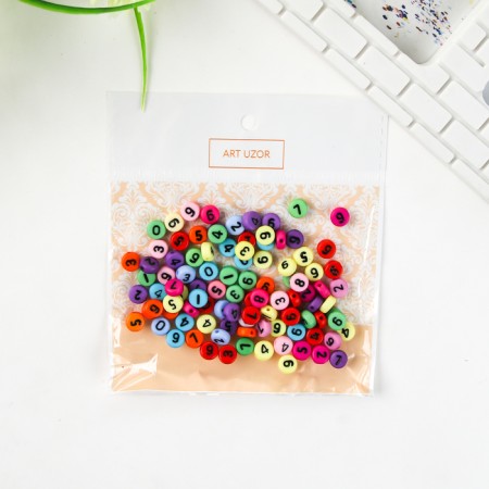 Beads for creativity plastic "Multi -colored numbers" set of 20 g 0.7x0.7 cm-3
