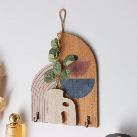 Decorative wood hooks "Flower abstraction" 1.5x19.5x23.5 cm-1